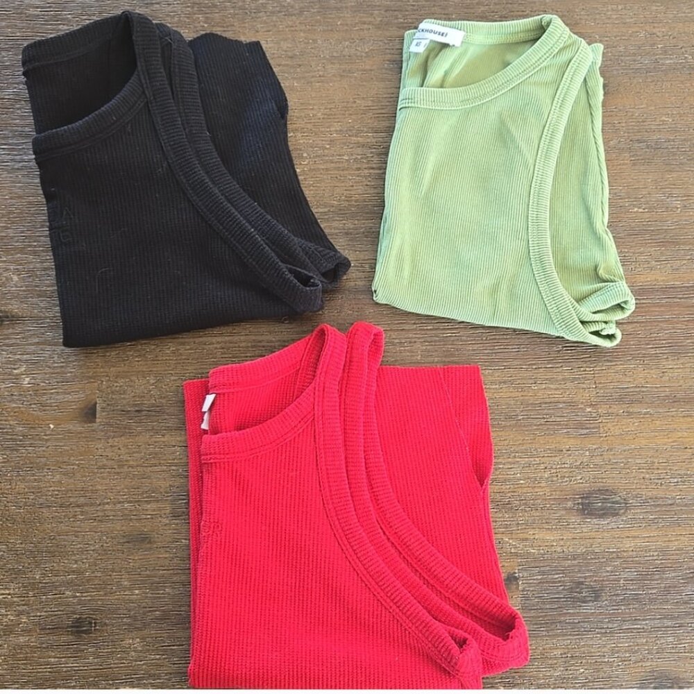 Clockhouse set of 3 ribbed cropped tank tops size XS